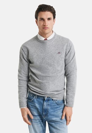 GANT SUPERFINE CREW NECK - Striktrøje - grey melange