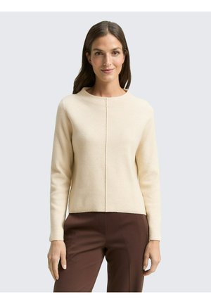 TOM TAILOR CROPPED PULLOVER MIT STEHKRAGEN - Pullover - sand stone beige melange