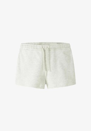 Weiße Shorts mit elastischem Bund, Kordelzug und weichem, strukturiertem Stoff für Freizeitkleidung.