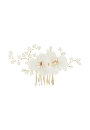 HAIRCOMB WITH CERAMIC FLOWERS - Accessori capelli - white gold-coloured