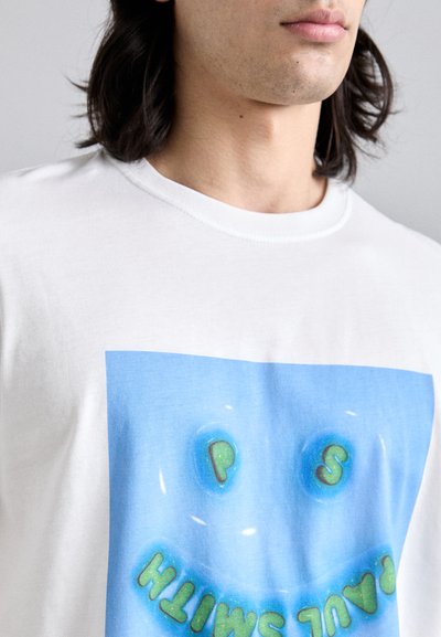 PS Paul Smith MENS BLOW HAPPY - T-shirt imprimé - whites