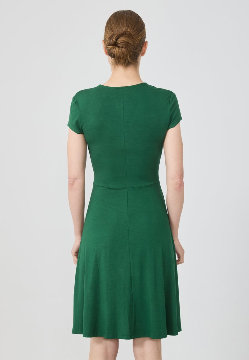 slim fit dress slacks Alea Dark Green High-Neck Short-Sleeve Maxi Dress  Club L London