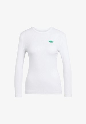 Pika pikki valge särk tekstuuriga mustriga, millel on rinnal väike roheline Adidas'i logo. Standardne ümar kaelus ja keha külge liibuv lõige.