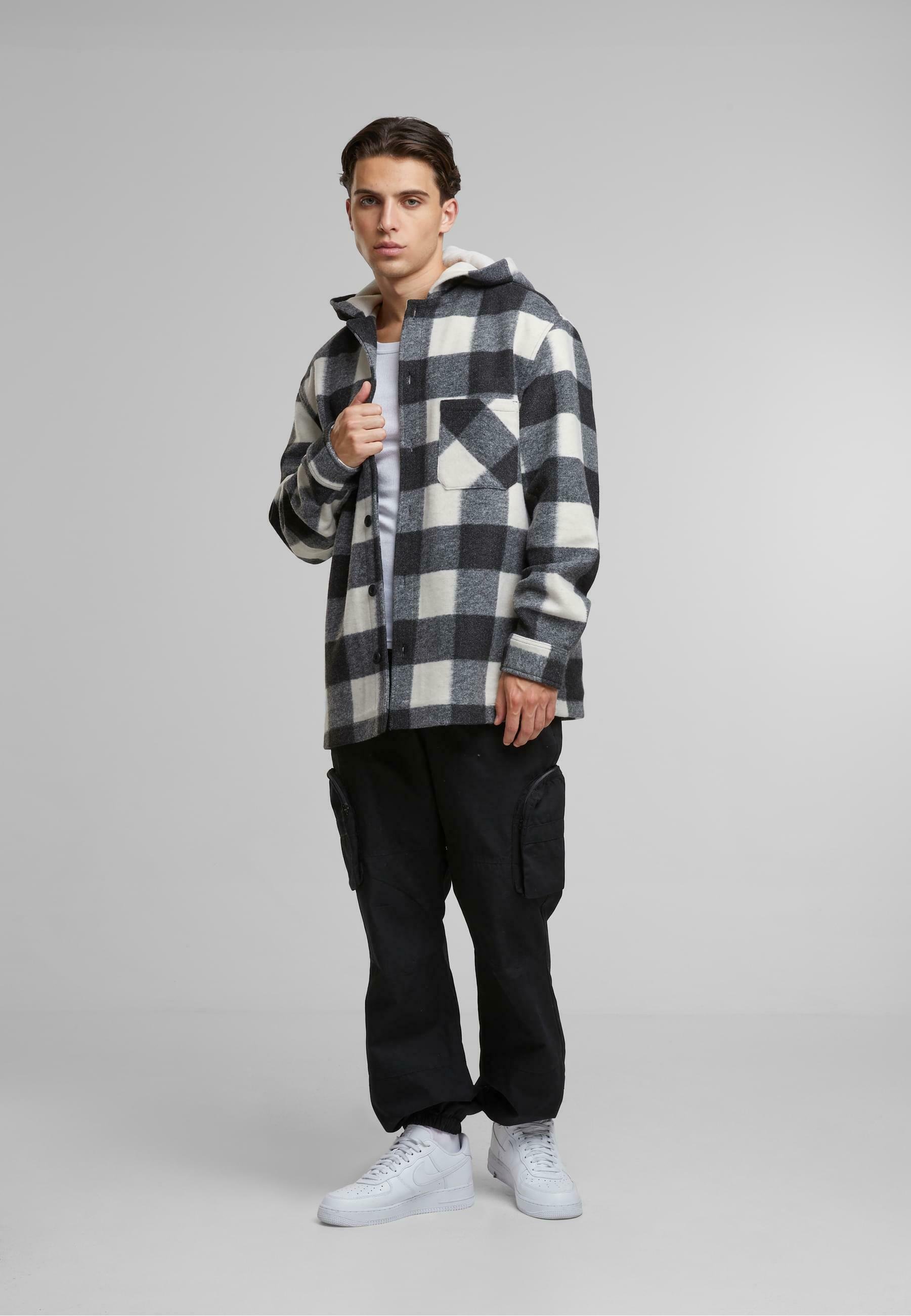 Urban Classics BIG CHECK WITH HOOD - Summer jacket - whitesand