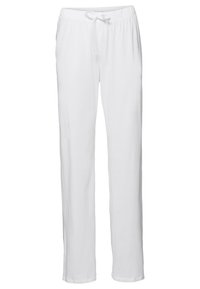 Witte relaxte broek van lichte stof. Voorzien van een elastische tailleband met een koord voor aanpassing. Recht model.