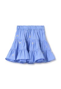 OVS TIERED WITH STRIPE PATTERN AND SEQUINS - Falda acampanada - light blue