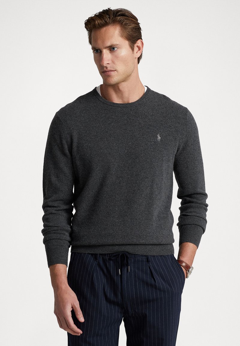 Polo Ralph Lauren LONG SLEEVE - Strikkegenser - dark charcoal heather ...