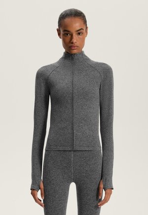 Bluză de molton cu fermoar - dark grey