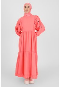Modanisa CORAL CREW NECK - Maxi šaty - coral