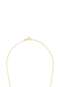 Collar de cadena de oro con un diseño delgado, que cuenta con un cierre de gancho. La cadena tiene una textura suave y una apariencia delicada y minimalista.