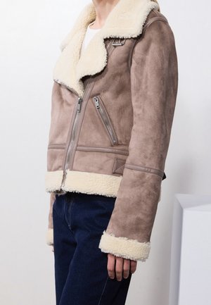 Chaqueta de cuero sintético - taupe