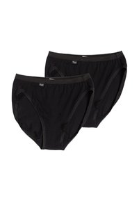 Mutande nere di cotone, con una texture liscia, vita elasticizzata e un taglio classico. Vendute in confezione da due con dettagli di cucitura minimi.
