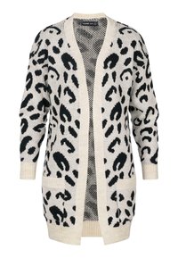 Leopardprint cardigan in beige en zwart, met een open voorkant, lange mouwen, twee voordek pockets en geribde manchetten en zoom.