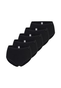 Zwarte katoenen slipjes, set van vijf, met een hoog uitgesneden ontwerp, gladde naden en een zachte elastische tailleband.
