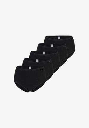 Czarne bawełniane majtki typu brief, zestaw pięciu sztuk, charakteryzujące się wysokim stanem, gładkimi szwami oraz miękkim elastycznym pasem.