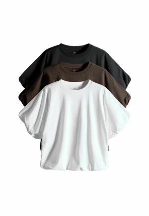 REGULAR FIT - 3 PACK BUBBLE HEM  - Basic T-shirt - black white chocolate brown