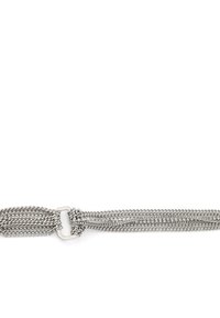 Ceinture chaîne métallique au design maillé avec une finition argentée, dotée d'une boucle rectangulaire et d'une longueur réglable pour plus de praticité.