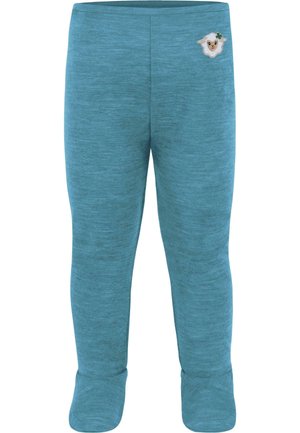 MERINO STRAMPELHOSE MIT FUSS LEGGINGS  LANGE UNTERHOSE THERMOUNTERHOSE AUS MERINOWOLLE - Strumpfhose - blau