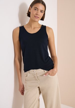 Cecil, TOP WITH ROUNDED V-NECK AND WEAVING DETAILS - Top - universal blue