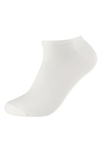 Calza bianca alla caviglia realizzata in un morbido e elastico tessuto a maglia. Presenta una cucitura della punta liscia e un bordo a costine per una vestibilità sicura.