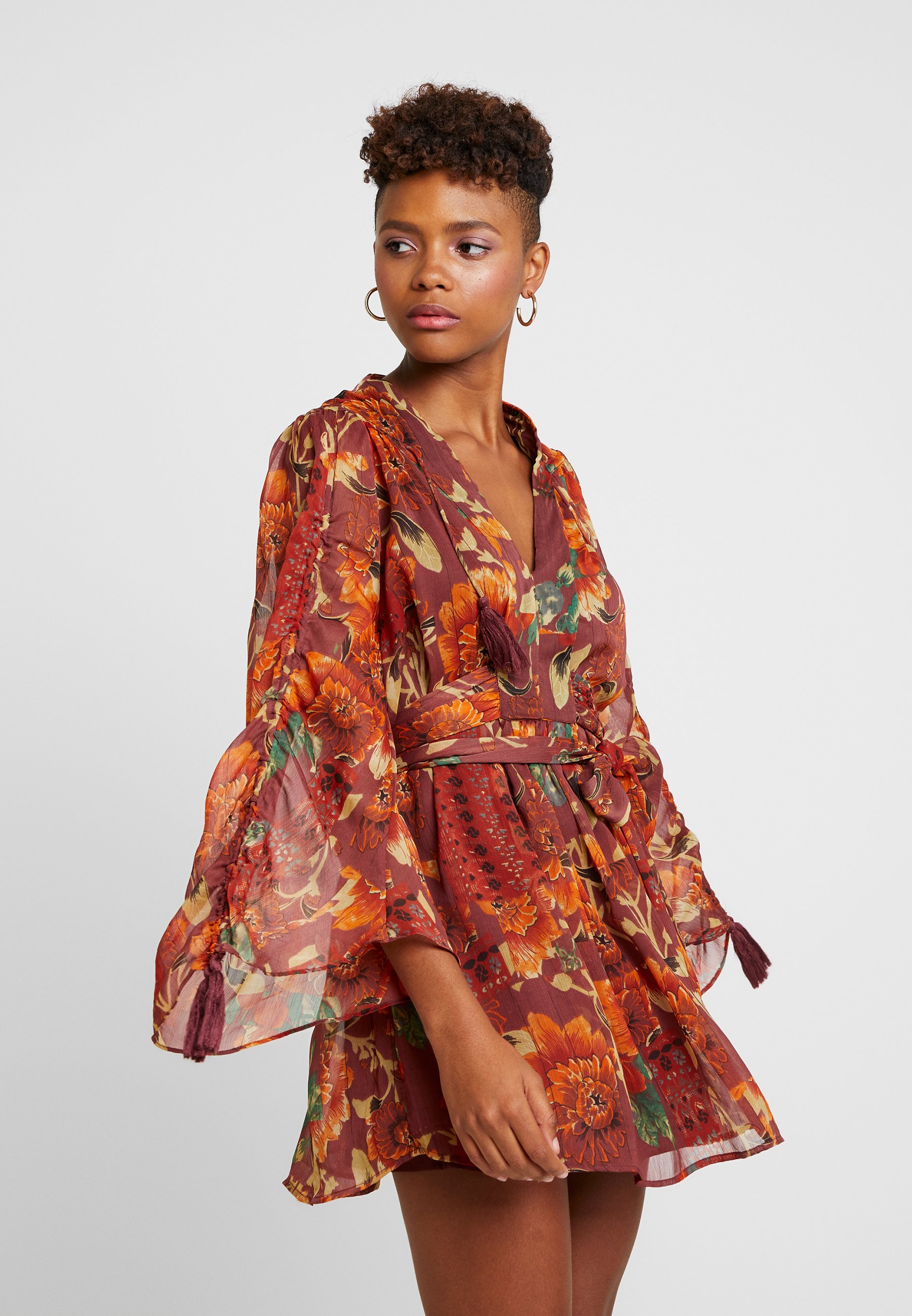 topshop floral tassel mini dress