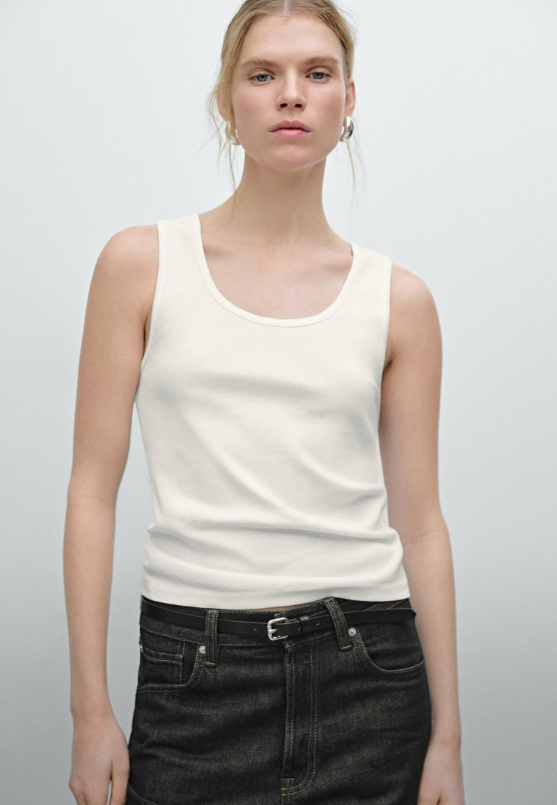 Top (débardeur) Massimo Dutti En Soie Et Dentelle Crochet - Taille M, Couleur Blanc Ecru - Occasion Très Bon état