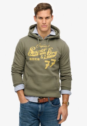 Superdry LEATHER & BOOT CO SCRIPT  - Sweat à capuche - dark khaki