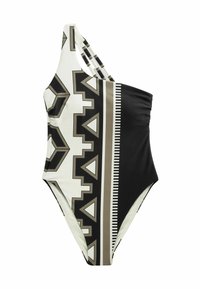 Next ONE SHOULDER TUMMY SHAPING CONTROL  - Uimapuku - black ecru geometric