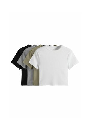 REGULAR FIT - 4 PACK  - T-paita - black grey marl white sage green