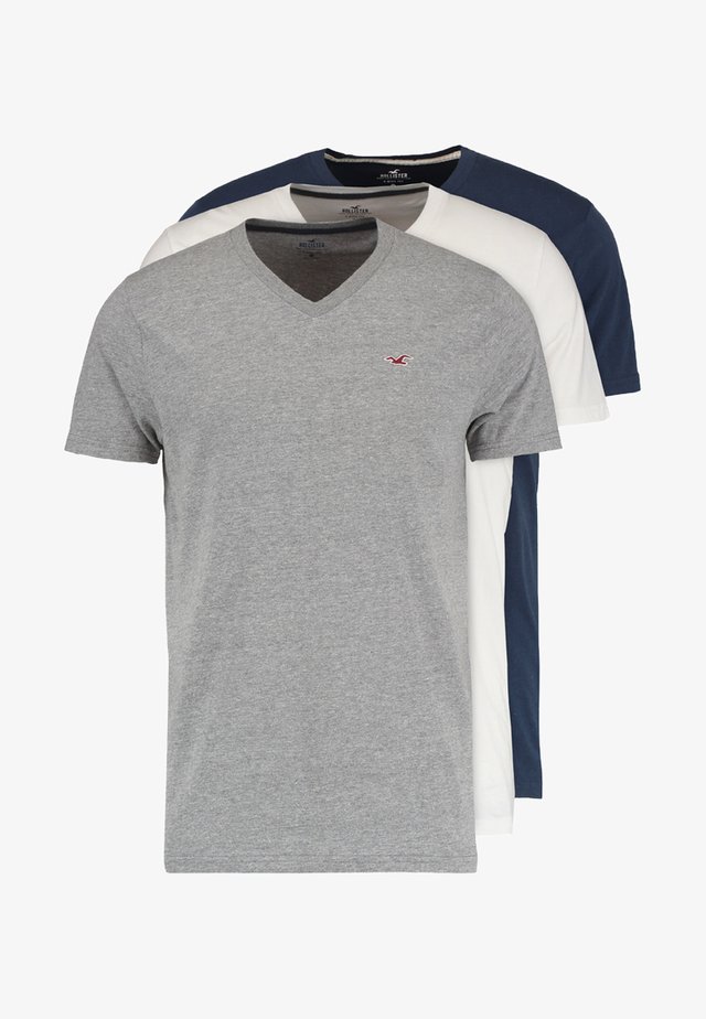 3 PACK - Basic T-shirt - white grey navy