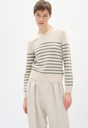 WALLIS V-NECK  - Strickpullover - agave stripe