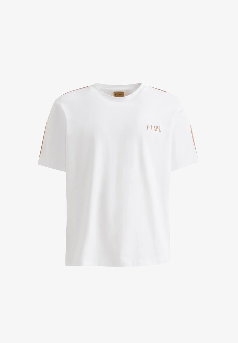 Vichyie Maglia a maniche lunghe da donna, con dettaglio a semicerchio sulla scollatura, a costine, capo basic elegante, bianco, S Vichyie Maglia a maniche lunghe da donna, con dettaglio a semicerchio sulla scollatura, a costine, capo basic elegante, bianco, S