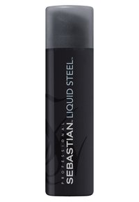 Schwarze zylindrische Flasche mit matter Oberfläche. Grauer Verschluss oben. Merkmale in kräftigem Weiß und Silber. Keine sichtbaren Muster oder Akzente.