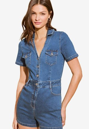 REGULAR FIT SHORT SLEEVED DENIM - Salopetă - navy blue