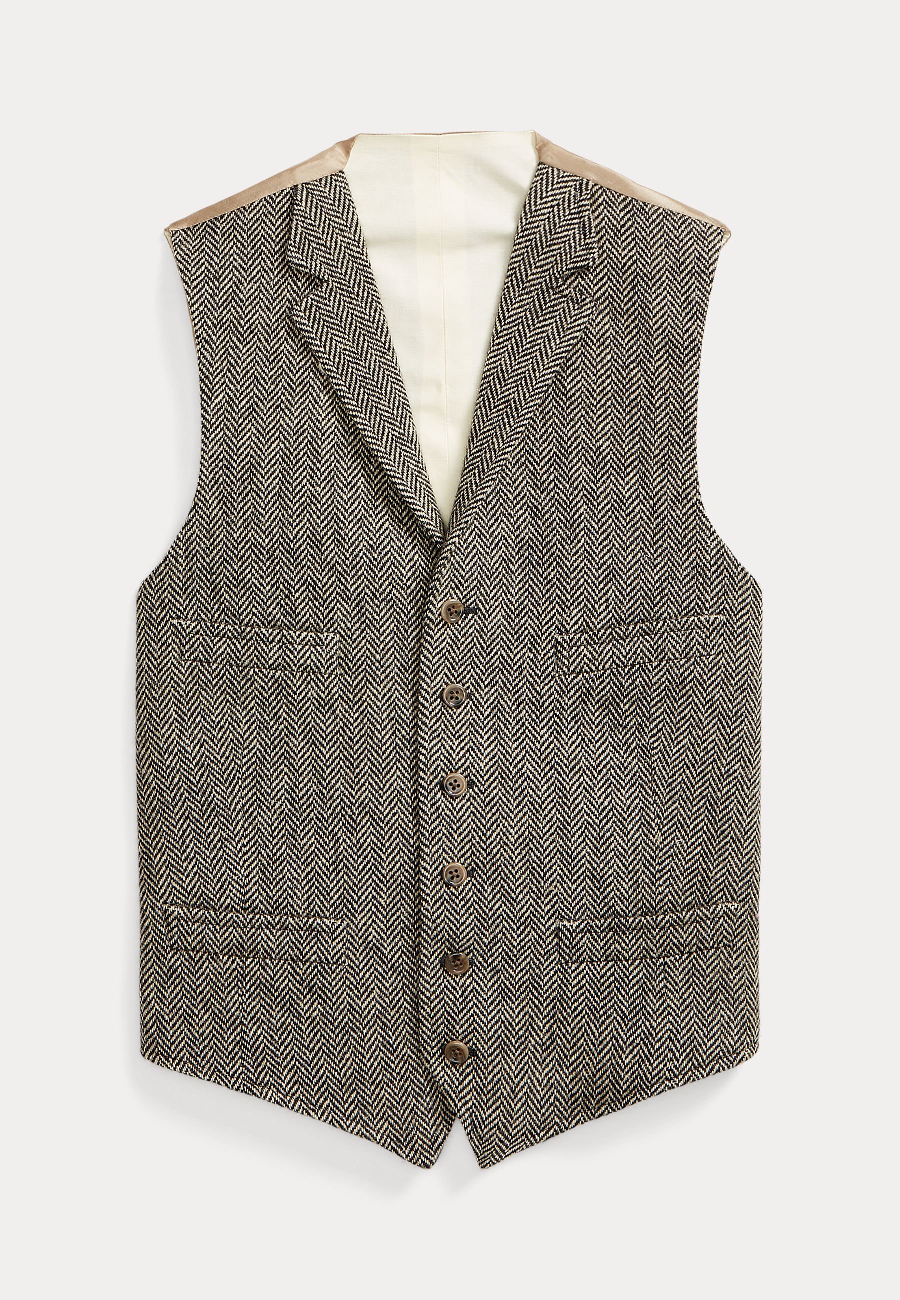 Polo Ralph Lauren WOOL HERRINGBONE TWEED VEST - Waistcoat - black