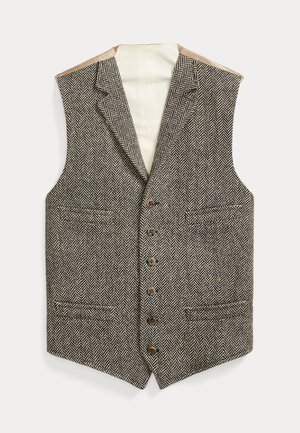 WOOL HERRINGBONE TWEED VEST - Vest - black/cream