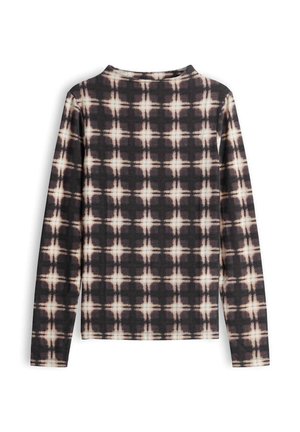 OPUS, SLIM FIT CHECKED TEXTURE - Langarmshirt - black