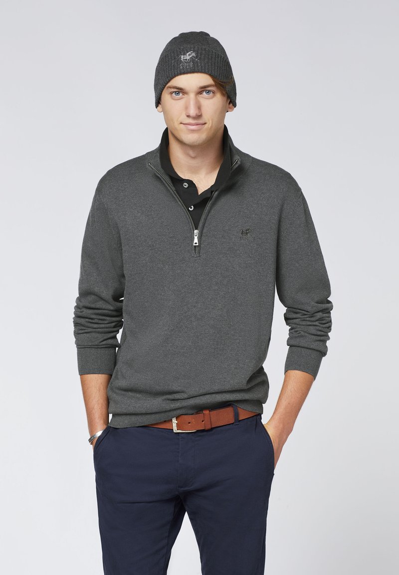 Polo Sylt MIT KURZEM ZIPPER - Strickpullover - m magnet melange
