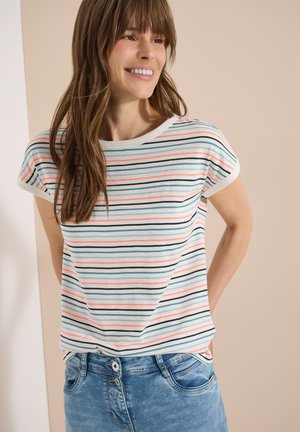 Cecil, T-SHIRT MIT BOAT NECK UND TURN-UP-DETAIL - T-shirt imprimé - vanilla white