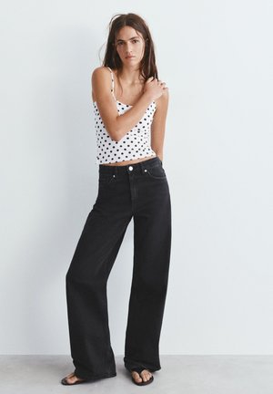 PULL&BEAR ADJUSTABLE THIN STRAP TOP - Felső - white dark blue