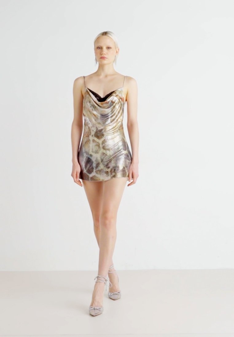 Jaded London LEOPARD METALLIC MIRAGE MINI DRESS - Cocktail