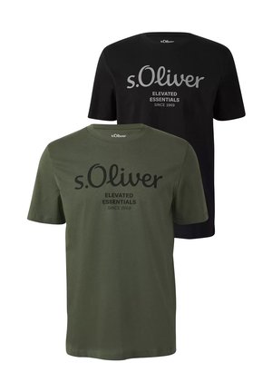 RUNDHALS KURZARM MODERN 2 STÜCK - T-Shirt print - schwarz/olive