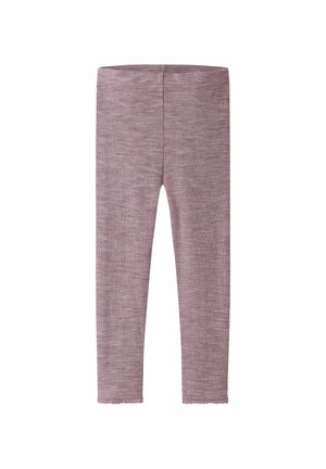 Bløde lyserøde teksturerede leggings med et subtilt prikkemønster og en bølget kant, designet til komfort og afslappet brug.