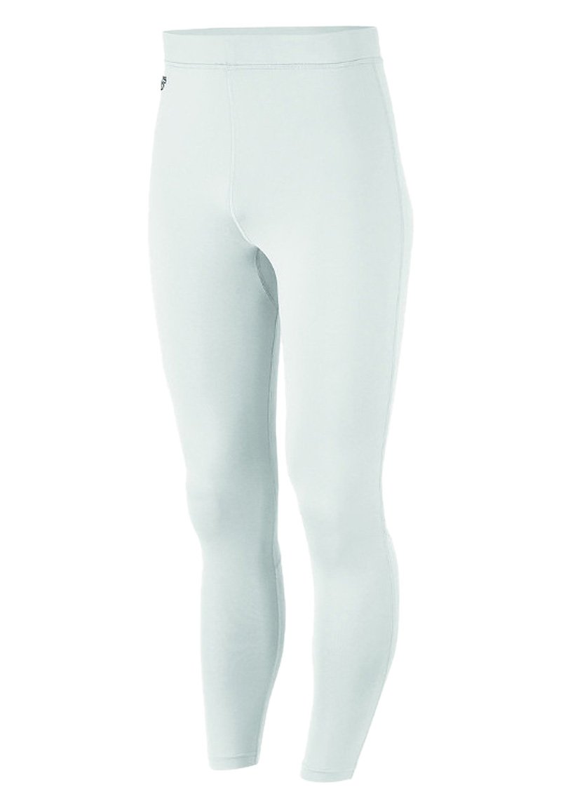 Helleblaue, enganliegende Leggings aus dehnbarem Stoff. Sie zeichnen sich durch eine glatte Textur und ein schlichtes Design mit minimalen Nähten und ohne sichtbare Logos aus.