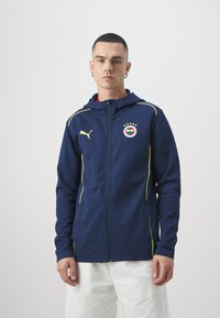 Puma FENERBAHCE ISTANBUL CASUALS HOODED - Klubové oblečení - club navy/speed yellow