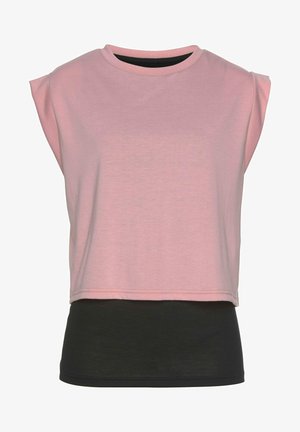 LASCANA Active T-Shirt print - rosa schwarz