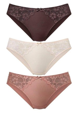 LASCANA, SLIP 3 PACK - Slip - braun + hautfarben + puder