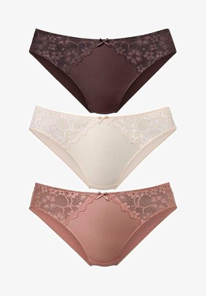 LASCANA, SLIP 3 PACK - Slip - braun + hautfarben + puder