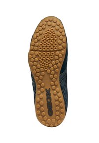 Scarpa GEOX con suola in gomma marrone texture con grip circolari. Il materiale superiore è di colore blu scuro con dettagli di cucitura chiara. Taglia 42.