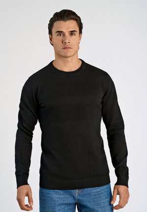 PURL O-NECK - Strickpullover - black